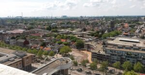 Schiedam vanaf het dak van het Stadskantoor